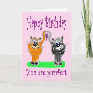Tarjeta Personalizado de cumpleaños Fluffy Cat Pareja