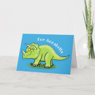 Tarjeta personalizado de dinosaurios de triceratops verde