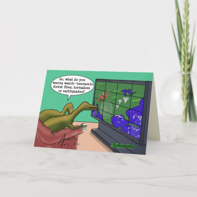 Tarjeta Personalizado de dinosaurios divertidos sobre el c (Anverso)