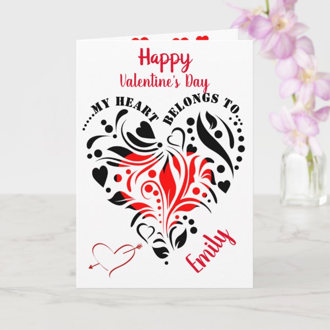 Tarjeta Personalizado de diseño de corazón personalizado f (Orquídea)