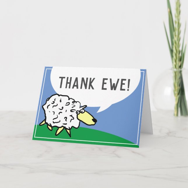 Tarjeta Personalizado de diseño ovino con Thank Ewe Pun (Anverso)
