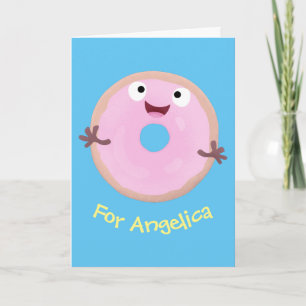 Tarjeta Personalizado de donut rosa alegre y brillante