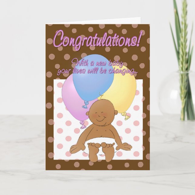 Tarjeta personalizado de felicitaciones a bebé rec (Anverso)