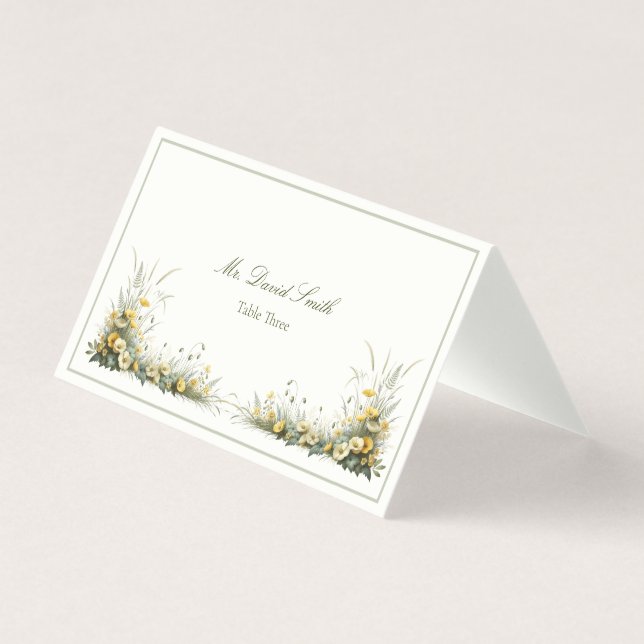 Tarjeta Personalizado de flores silvestres de época Número (Anverso)