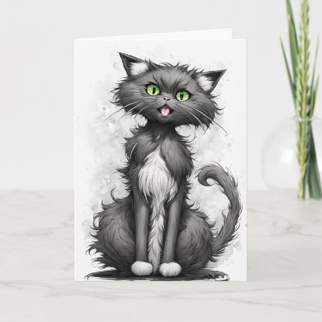 Tarjeta Personalizado de gato loco Cumpleaños (Anverso)