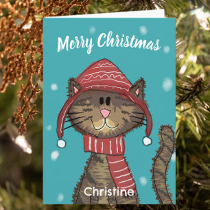 Tarjeta Personalizado de gatos de Navidades curados