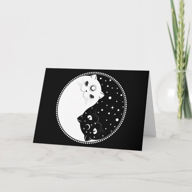 Tarjeta Personalizado de gatos negros y blancos, signo de  (Anverso)