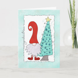 Tarjeta Personalizado de Gnome y Navidades de árboles de N