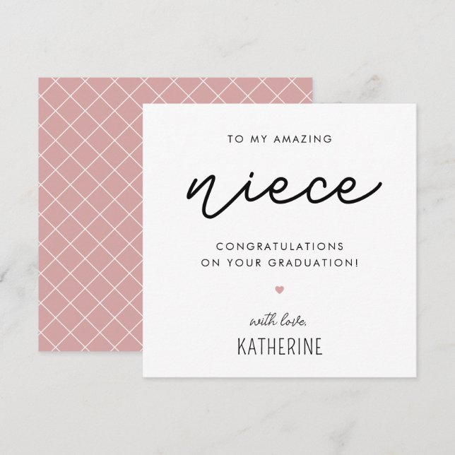 Tarjeta Personalizado de Graduación de Niña Moderna y Cuta (Anverso / Reverso)