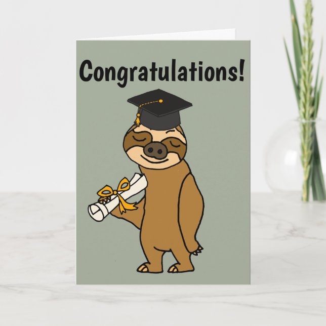 Tarjeta Personalizado de Graduación de Sloth Graduado dive (Anverso)