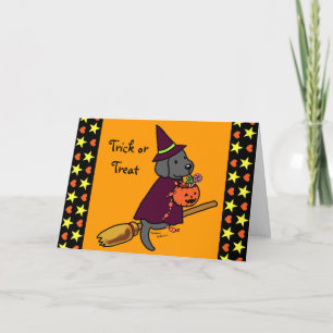 Tarjeta Personalizado de Halloween Black Labrador 1