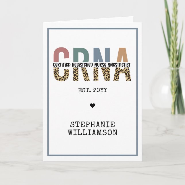 Tarjeta Personalizado de la CRNA Certificado de enfermero  (Anverso)