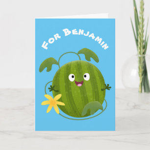 Tarjeta Personalizado de la sandía sonriente alegre