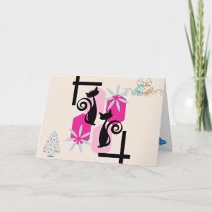 Tarjeta Personalizado De Mediados Del Siglo Moderno Gatos