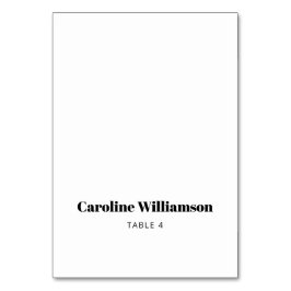 Tarjeta Personalizado de mesa de tipografía blanca