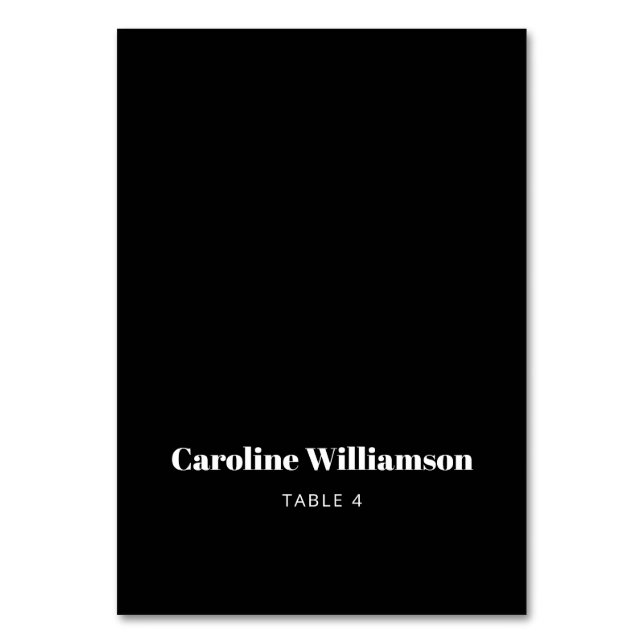 Tarjeta Personalizado de mesa de tipografía negra  (Anverso)