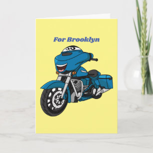 Tarjeta Personalizado de moto azul feliz