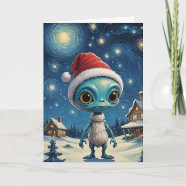 Tarjeta Personalizado de Navidades de la noche del Alien C (Anverso)