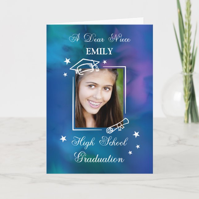 Tarjeta Personalizado de Niece, foto y nombre, graduación  (Anverso)