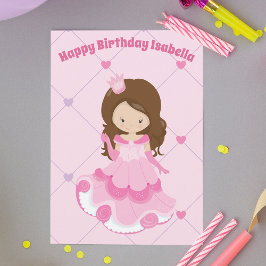 Tarjeta Personalizado de niños rosados Chica princesa lind