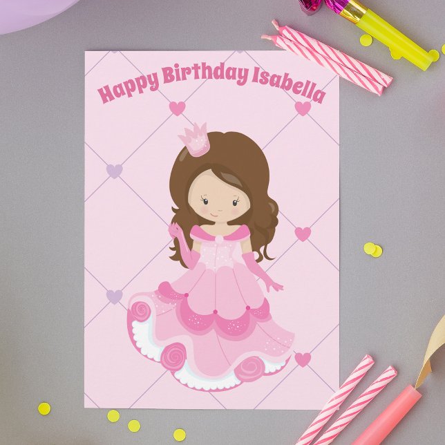 Tarjeta Personalizado de niños rosados Chica princesa lind (Subido por el creador)