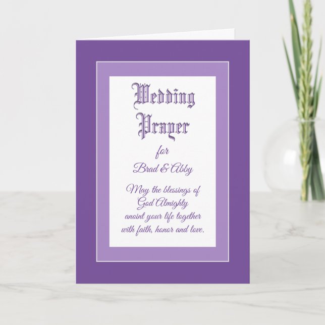 Tarjeta personalizado de oración del Boda Bonito (Anverso)