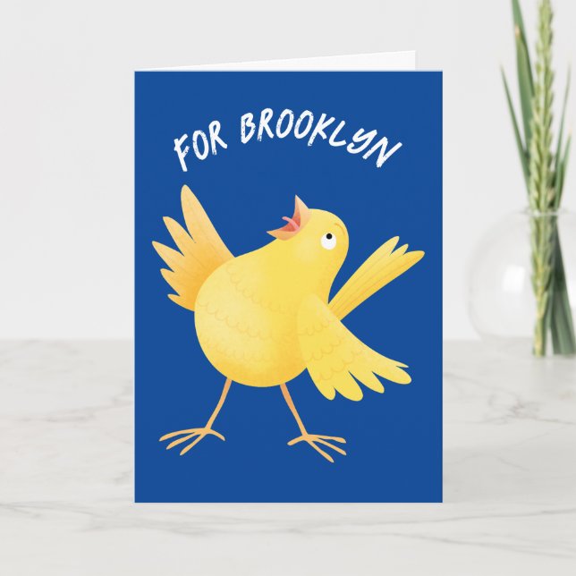 Tarjeta Personalizado de pájaro canario amarillo cantando  (Anverso)