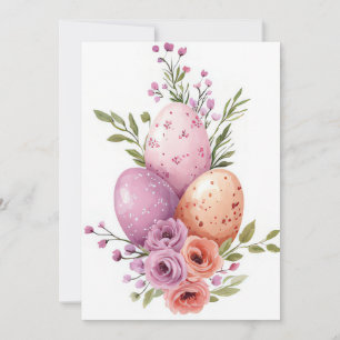 Tarjeta personalizado de Pascua con huevos y flore