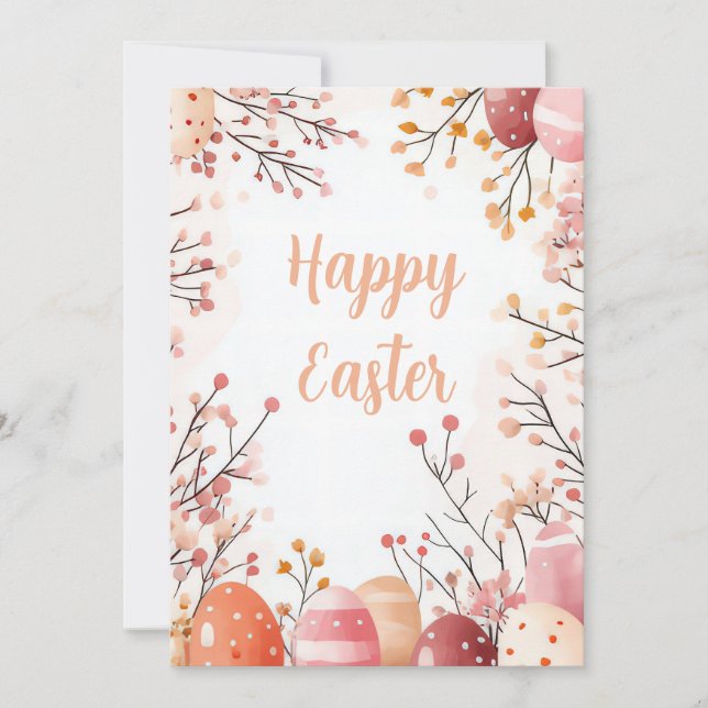 Tarjeta personalizado de Pascua con huevos y flore (Anverso)