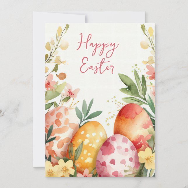 Tarjeta personalizado de Pascua con huevos y flore (Anverso)