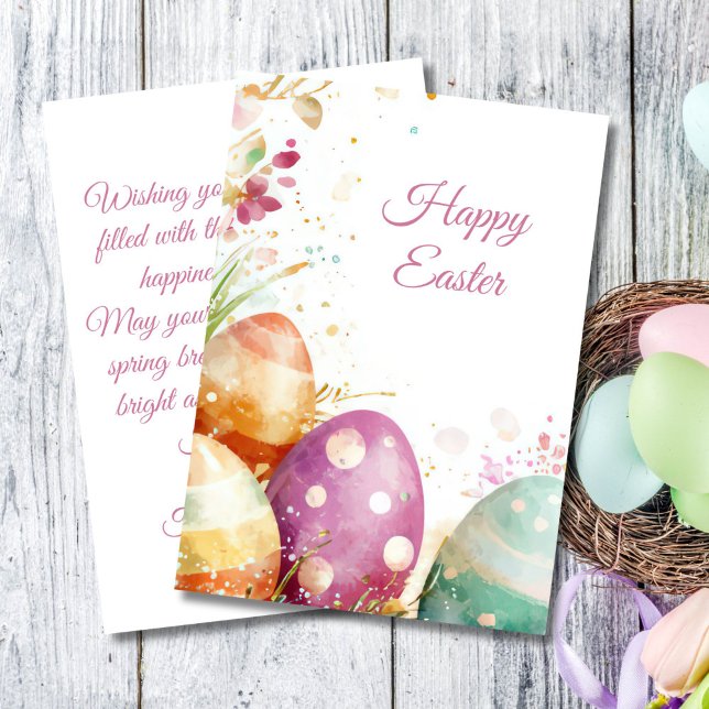 Tarjeta personalizado de Pascua con huevos y flore (Subido por el creador)