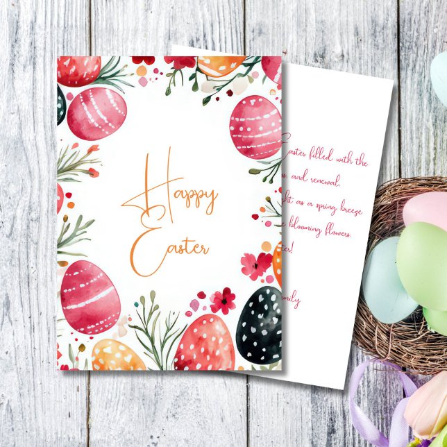 Tarjeta personalizado de Pascua con huevos y flore (Subido por el creador)
