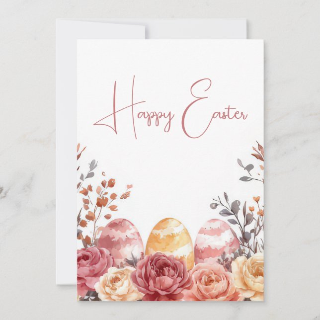 Tarjeta personalizado de Pascua con huevos y flore (Anverso)