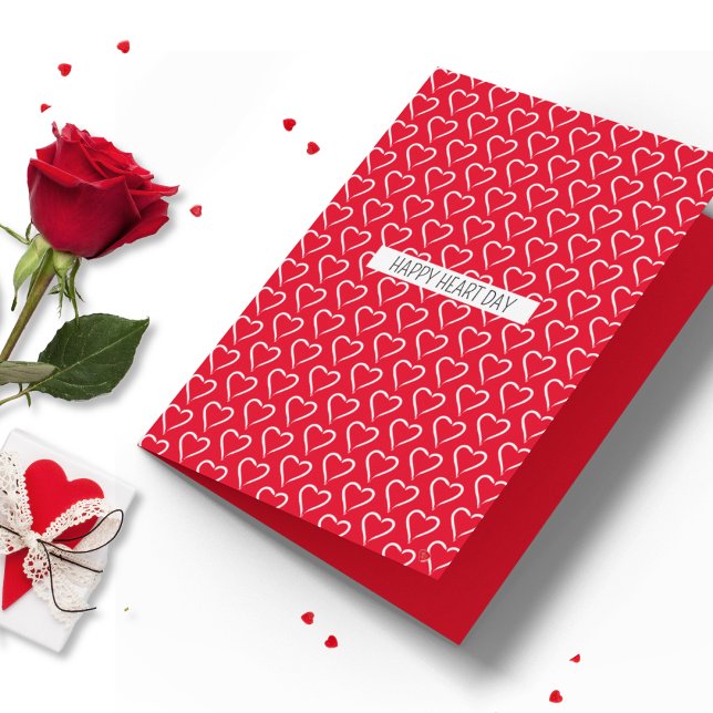 Tarjeta Personalizado de patrón caprichoso texto de cualqu (A cute heart pattern card with custom text for Valentine's Day, anniversary or just because. )