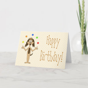 Tarjeta Personalizado de perro malabarista. Cumpleaños.