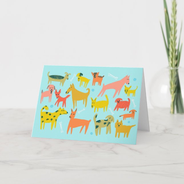 Tarjeta Personalizado de Perros Coloridos. GRACIAS (Anverso)