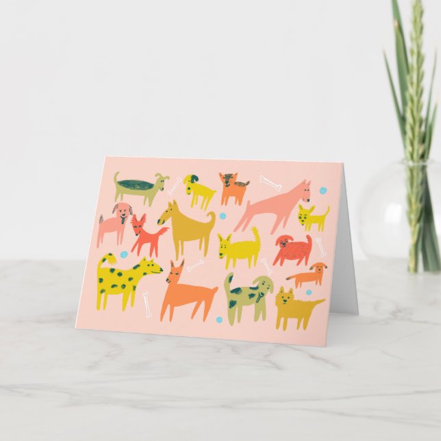 Tarjeta Personalizado de Perros con Colorido Cuto ANIVERSA (Anverso)