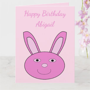 Tarjeta Personalizado de primavera de conejo rosa lindo