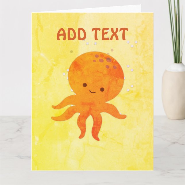 Tarjeta Personalizado de pulpo para bebé (Anverso)