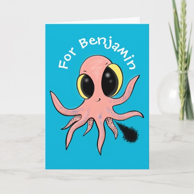 Tarjeta personalizado de pulpo pequeño, chistoso (Anverso)