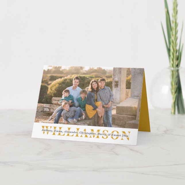 Tarjeta Personalizado de retrato familiar simple Apellido  (Anverso)