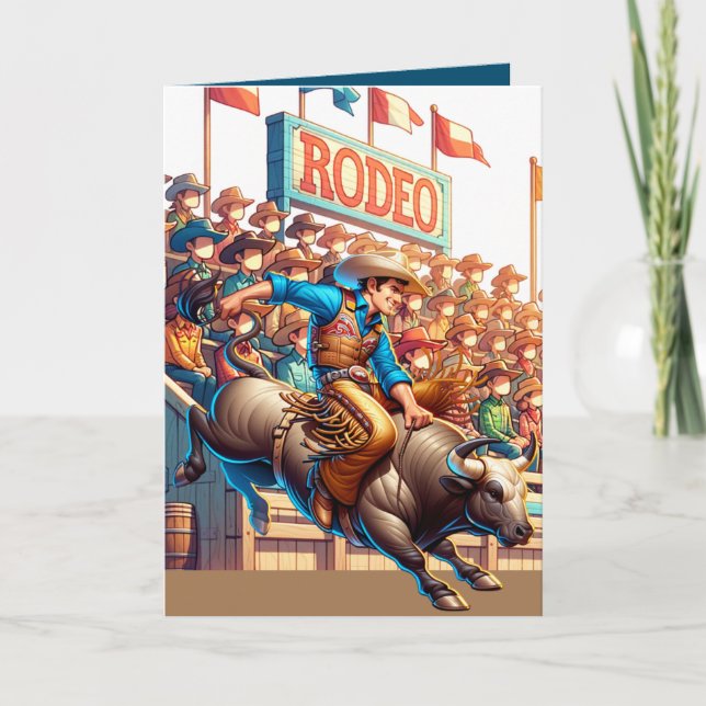 Tarjeta Personalizado de Rodeo Occidental de Cowboy Bull R (Anverso)