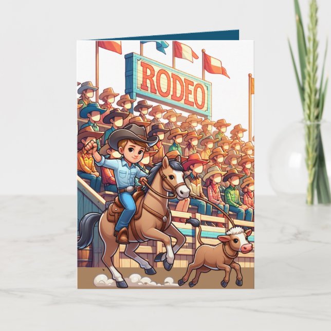 Tarjeta Personalizado de Rodeo Occidental de Cowboy Calf R (Anverso)