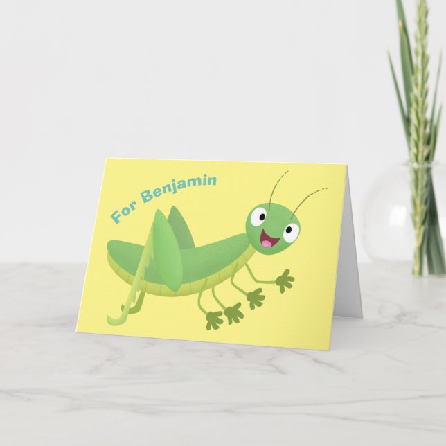 Tarjeta personalizado de saltamontes alegre verde (Anverso)