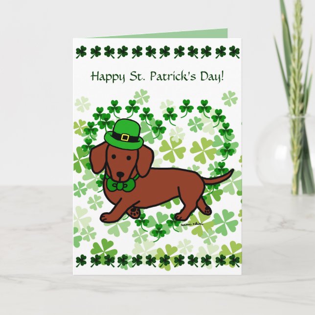 Tarjeta Personalizado de St. Patrick Day Dachshund (Anverso)