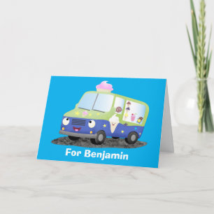 Tarjeta Personalizado de un camión de helados alegre