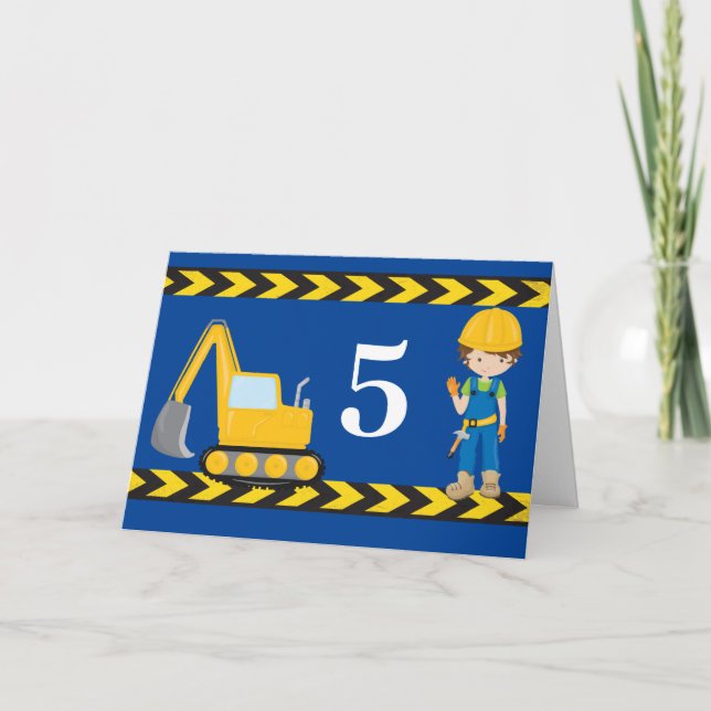 Tarjeta Personalizado de Vehículo de Construcción Niños Cu (Anverso)