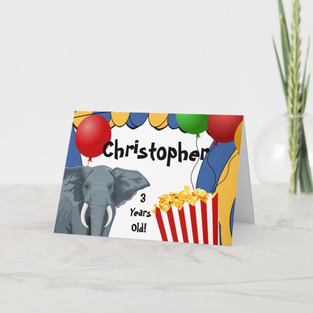 Tarjeta Personalizado del Carnaval de Circo Cumpleaños (Anverso)