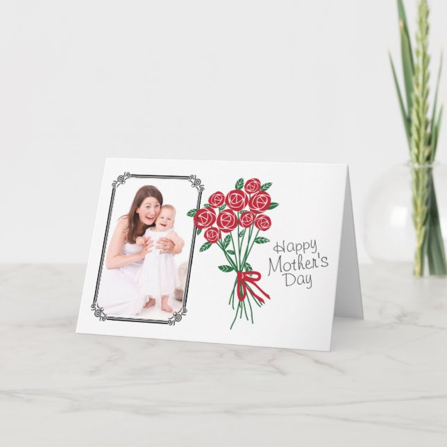Tarjeta Personalizado del Día de la Madre - Bouquet de Ros (Anverso)