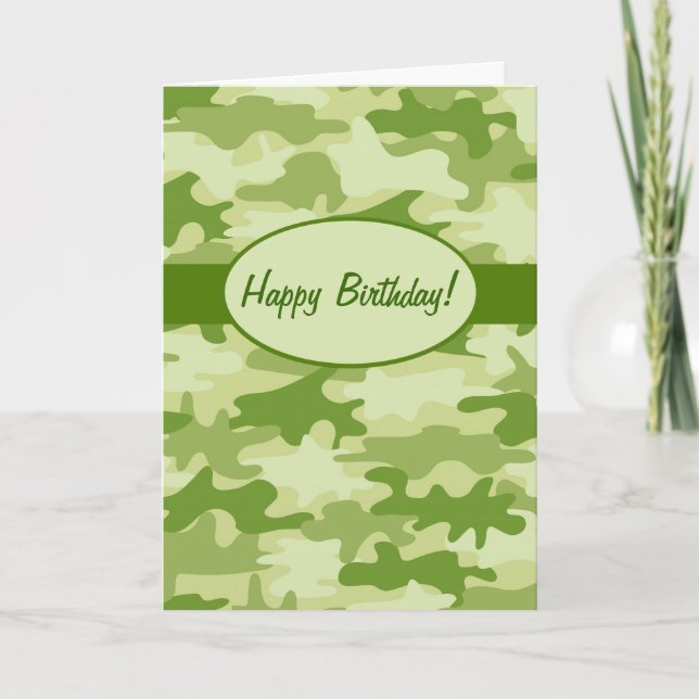 Tarjeta Personalizado del feliz cumpleaños del camuflaje (Anverso)